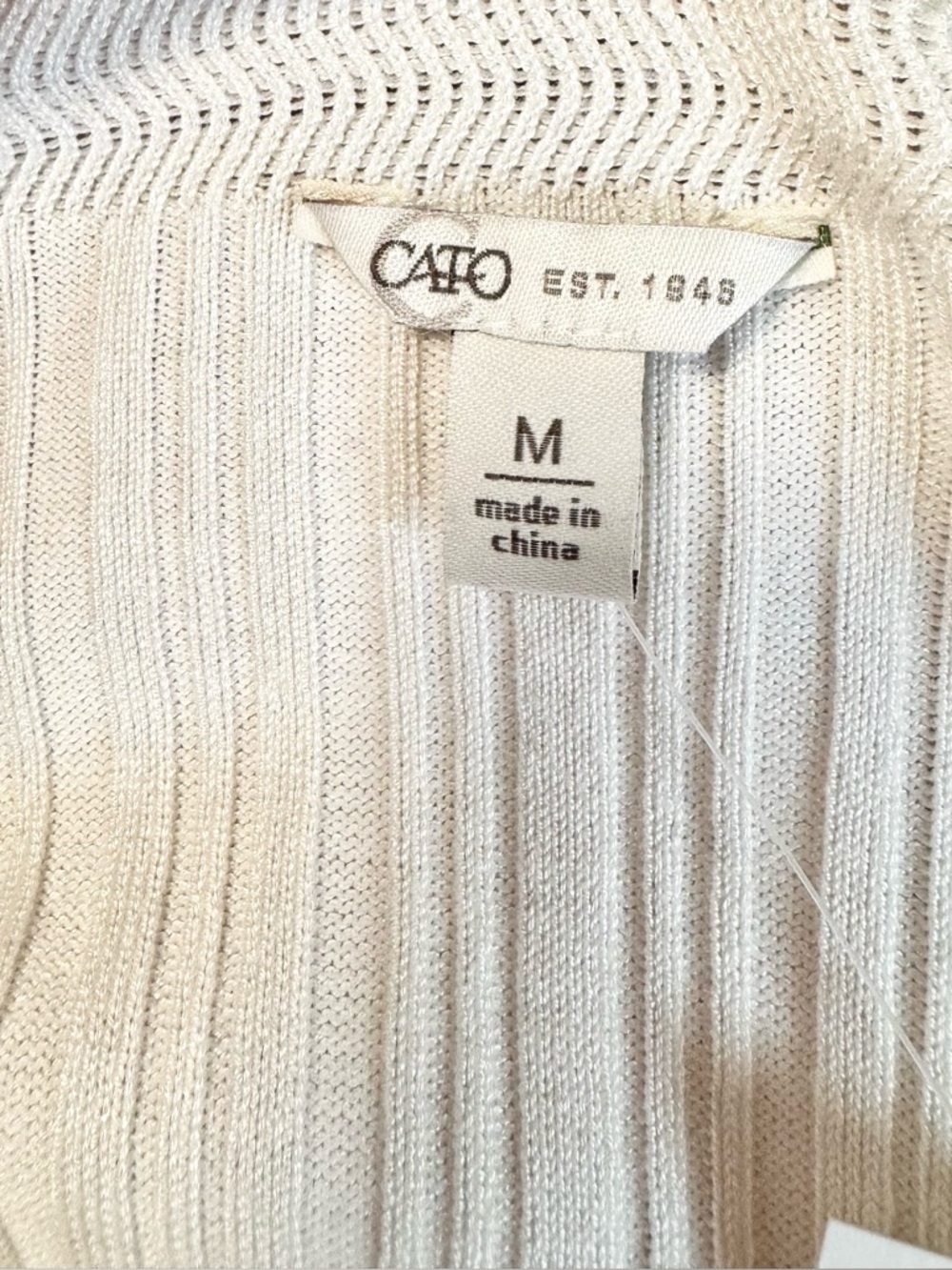 Cato Cream Ribbed Knit Dress Ruffle Strap Long Sleeve Fit & Flare NWT M - Picture 4 of 4
